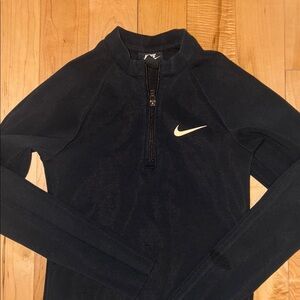 Nike Black Long-Sleeve Half-Zip Pullover with White Swoosh